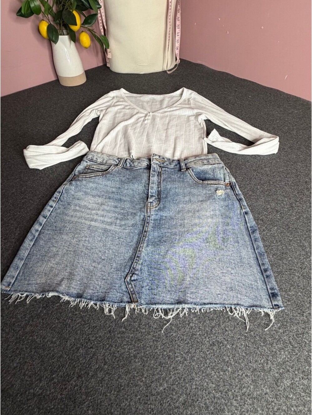 Women's denim skirt Sz 6 W/ Top